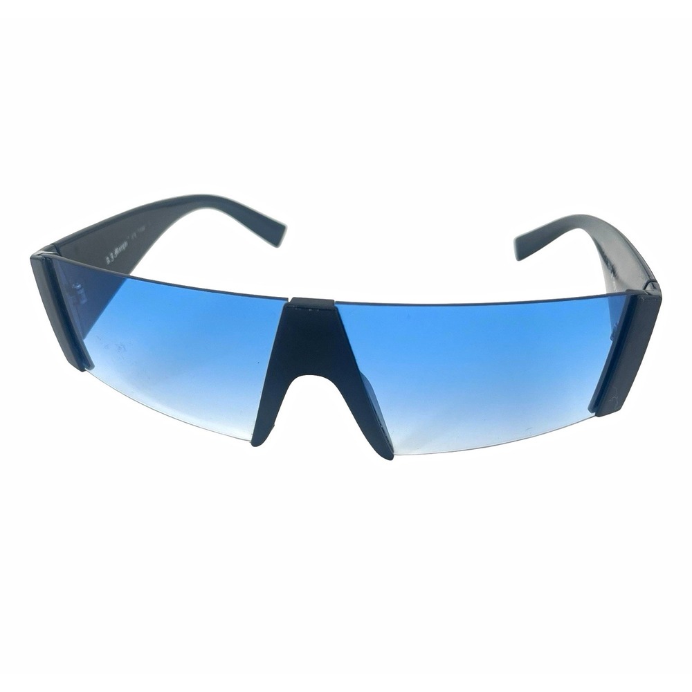 A.J. Morgan Shield Sunglasses Blue Gradient Lens Black Y2K Futuristic Wrap